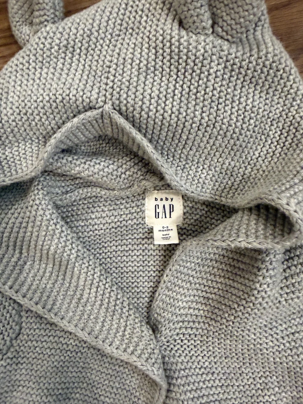 Baby Gap Girl 0-3 mo Grey and Tan Neutral Outfit bear knit sweater + corduroy